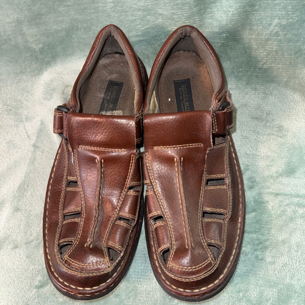 Giorgio Brutini Mens Signature Fisherman Sandals 10.5 Brown Leather Adjustable